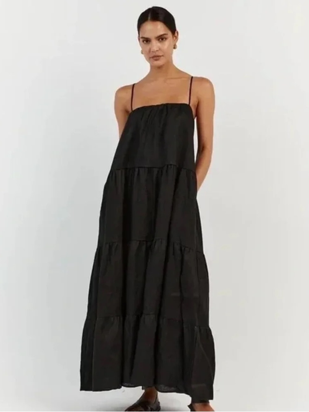 NWT. DISSH. Kingsley Linen Dress. Black. Size 6.